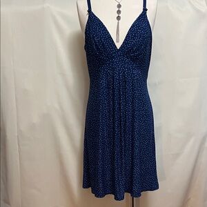 Elegant Navy Blue Polka Dot Slip Dress